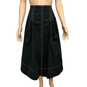 Anthropologie Curved Hem Linen Midi Skirt XS/S Flared Prairie Western Minimalist